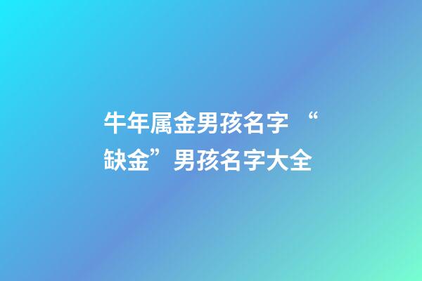 牛年属金男孩名字 “缺金”男孩名字大全